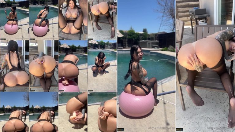 OnlyFans Swedishkiller Aka Morgan Hultgren Riding Dildo By The Pool collage